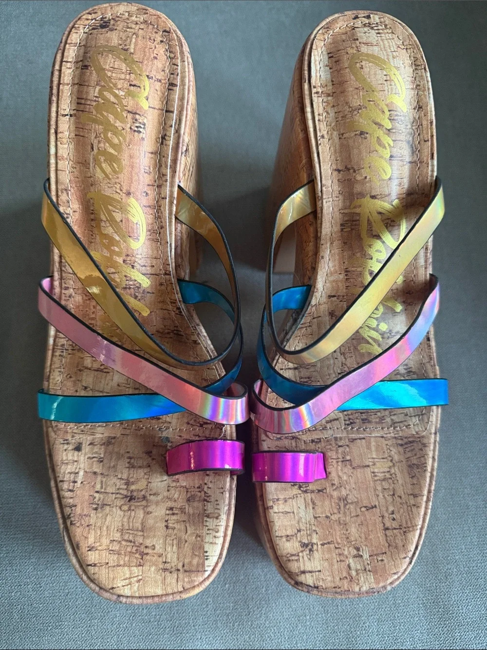 Cape Robbin Multi-Color Cork Platform Sandals